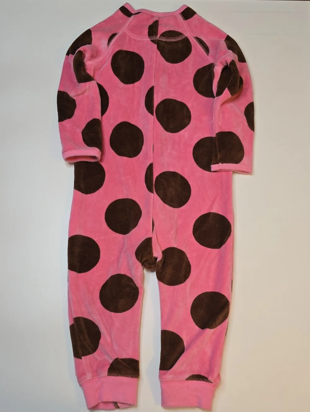 Mini Boden Pink and Brown Polka Dot One-Piece